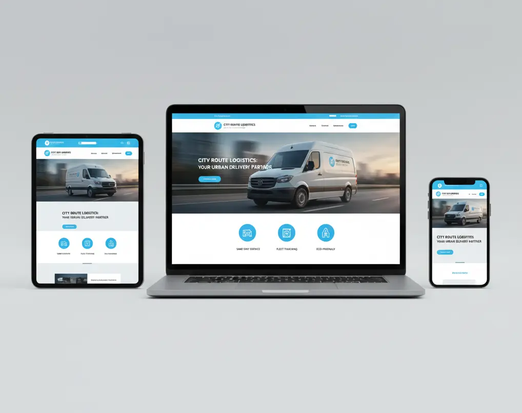 Modern cargo van logistics website for local transportation