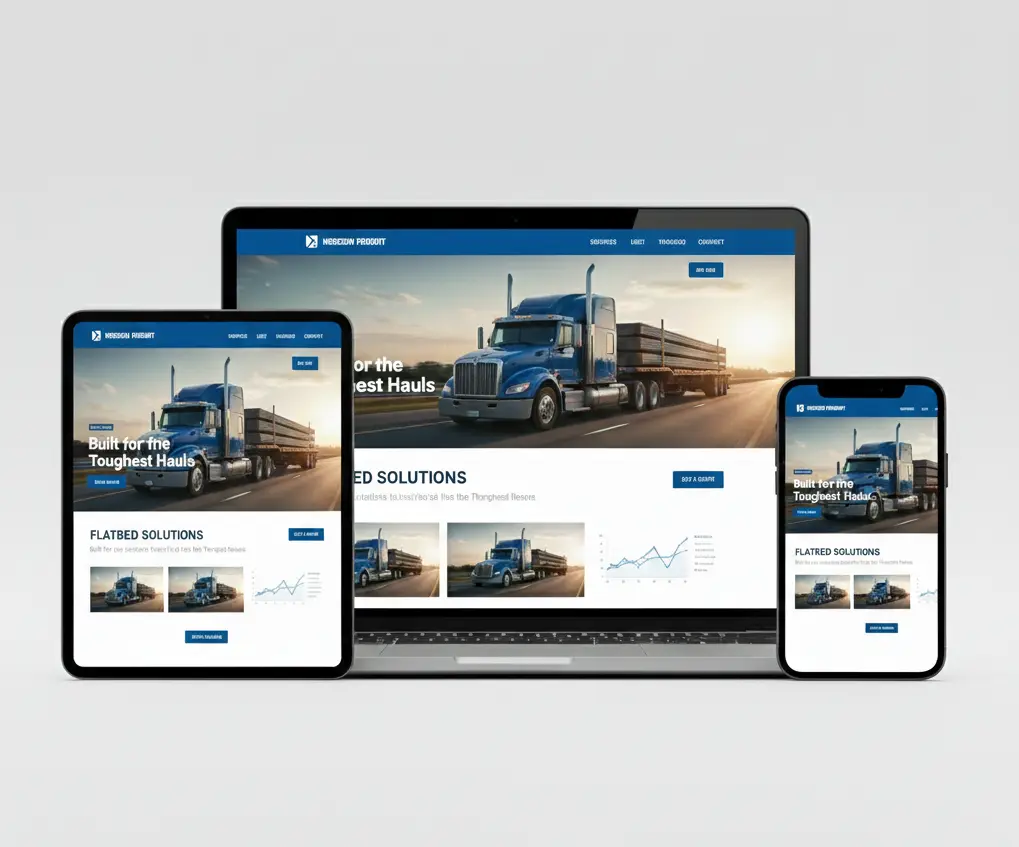 Flatbed trucking company website design for heavy haul freight